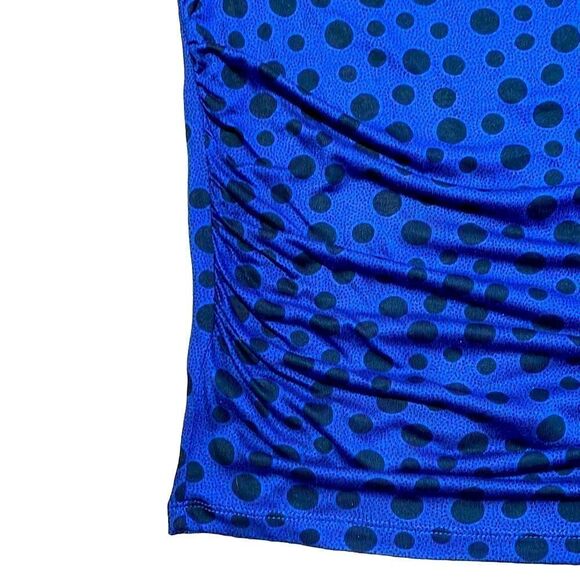 Loft blue & black print soft knit ruched sleeveless drape neck M - Picture 3 of 7